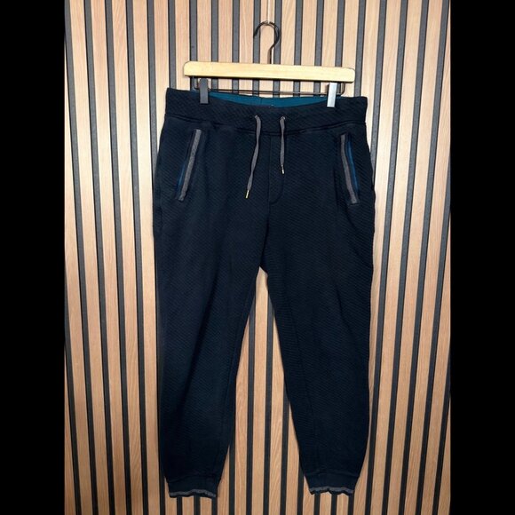 Ted Baker Joggers 32R Mens Blue Navy Quilted Back Pocket Zip - Picture 1 of 10